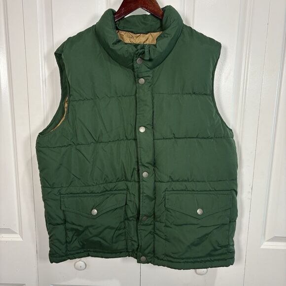 Old Navy Puffer Vest Mens XL Green Snap Front Outdoor Core Workwear Hiking - Picture 1 of 7